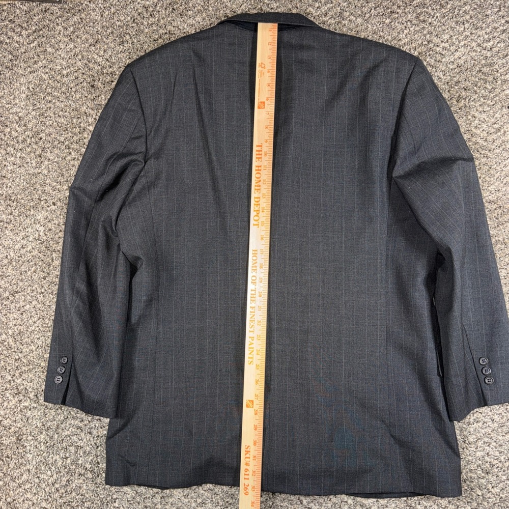 Vintage Pierre Balmain 46L Gray Pinstripe Double Breasted Blazer Suit Jacket - Picture 8 of 8